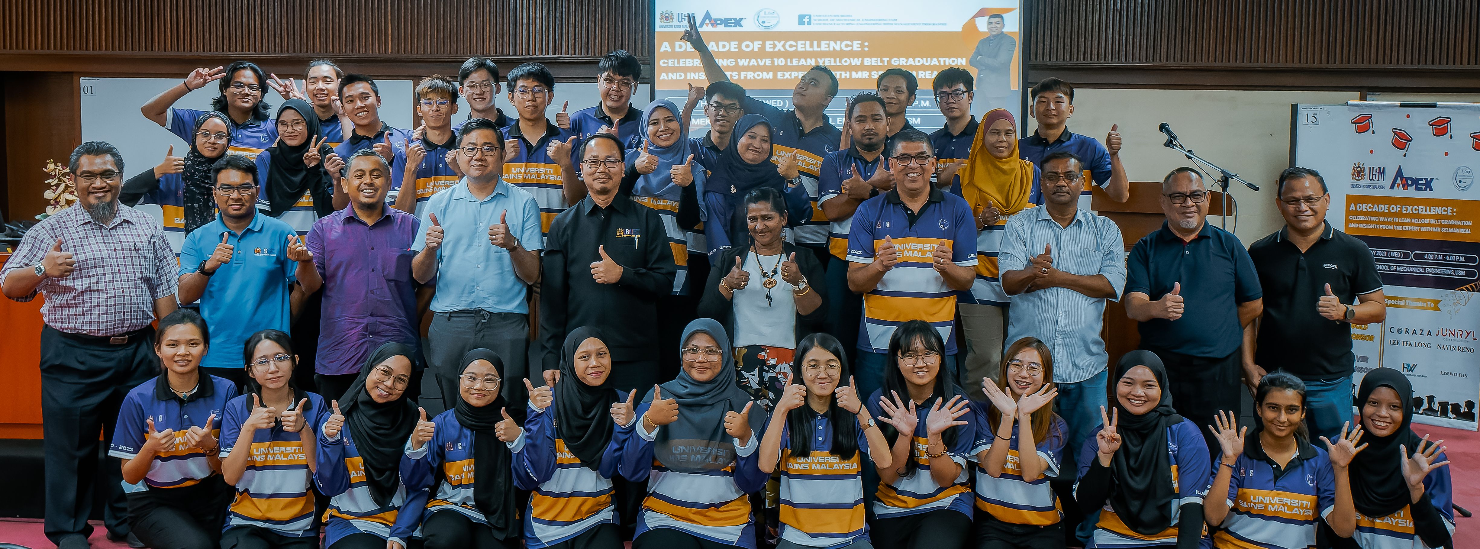 Photo 3 Mr Selman Real lecturers and guests from Flex Systems Penang with graduates of Lean Yellow Belt Wave 10