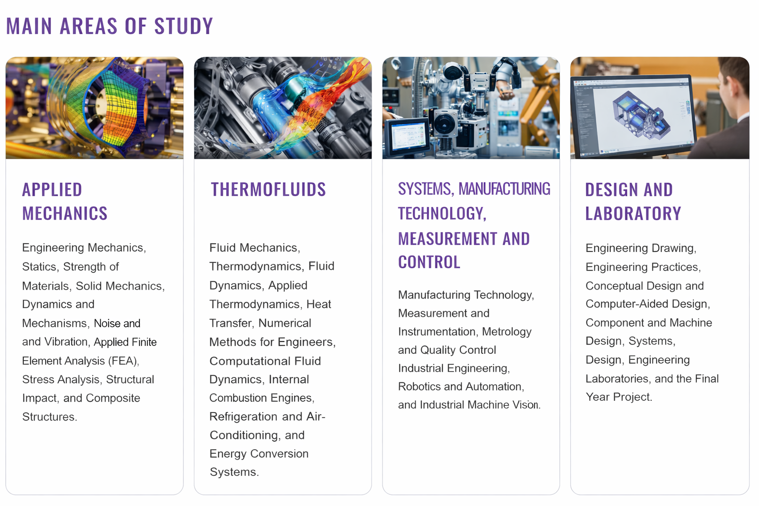 Main Areas of Study in Mechanical Engineering